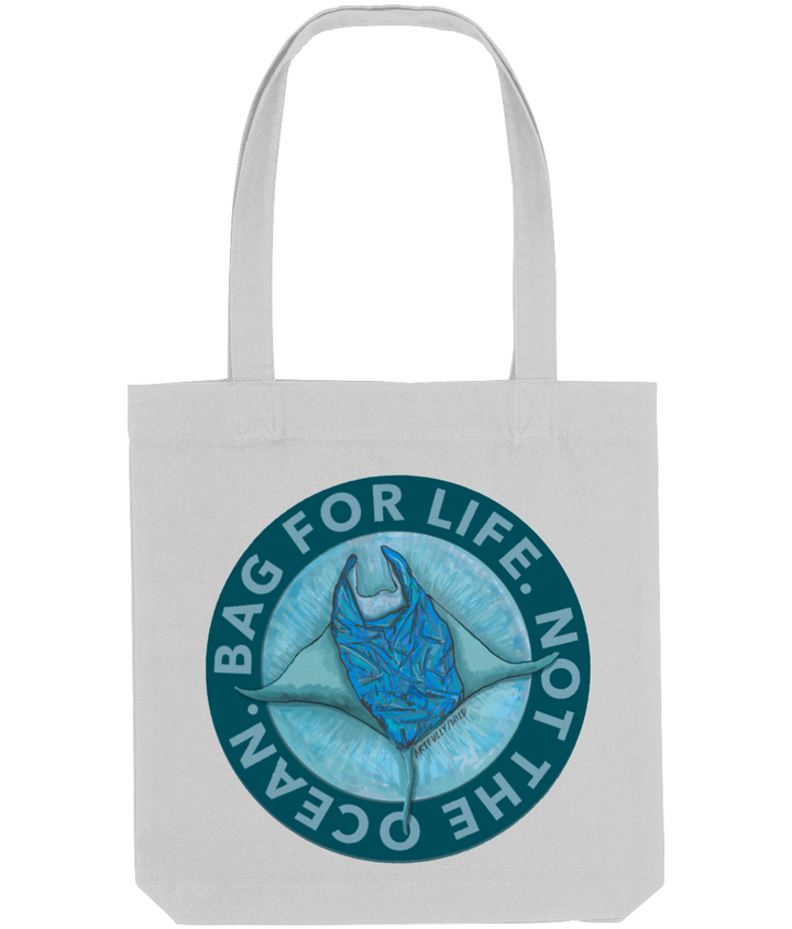 'BAG FOR LIFE. NOT THE OCEAN' Recycled Grey Canvas Tote Bag