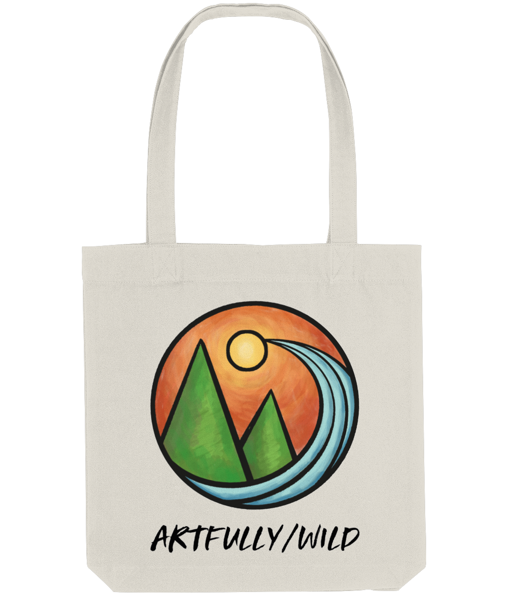 ARTFULLY WILD Natural Recycled Canvas Total Bag. Painted Coloured Landscape Icon. Original Illustration by Artfully/Wild UK.
