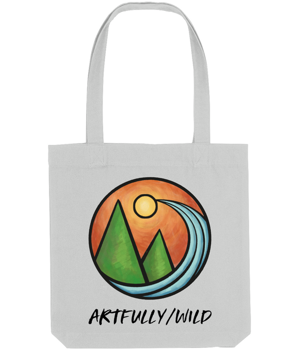 ARTFULLY WILD Grey Recycled Canvas Total Bag. Painted Coloured Landscape Icon. Original Illustration by Artfully/Wild UK.