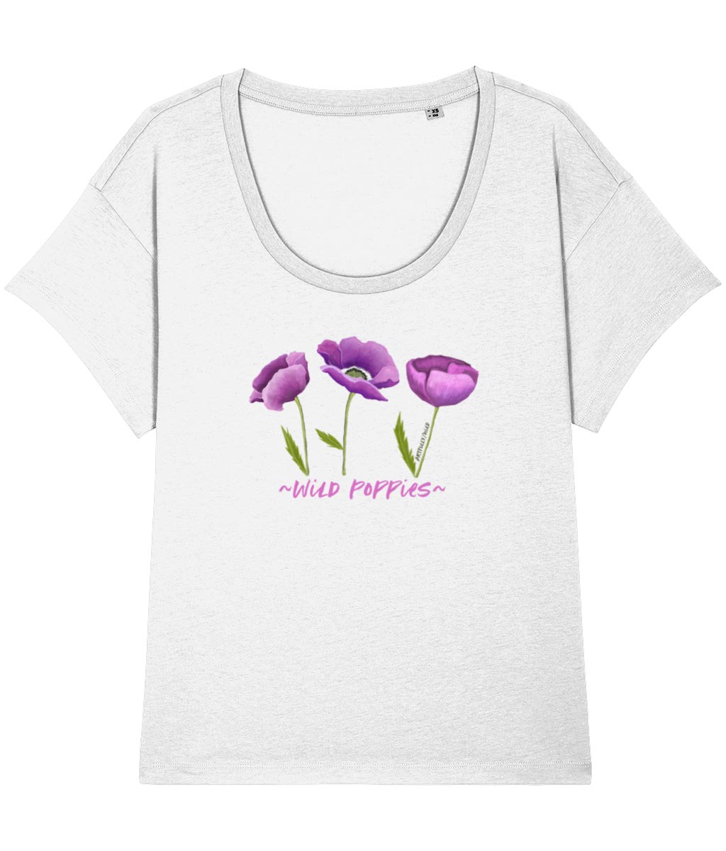 WILD PURPLE POPPIES Organic Chiller T-Shirt [WOMEN]
